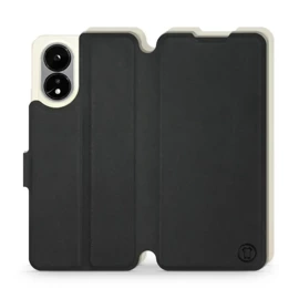 Etui Soft Touch do OPPO A38 - wzór Satynowa czerń z platyną