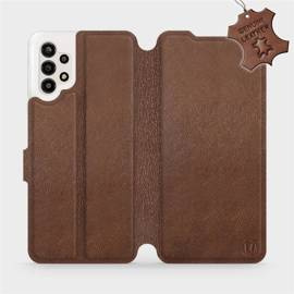 Etui ze skóry naturalnej do Samsung Galaxy A13 4G - wzór Brown Leather