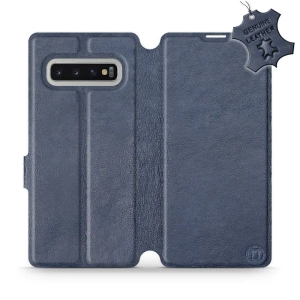 Etui ze skóry naturalnej do Samsung Galaxy S10 Plus - wzór Blue Leather