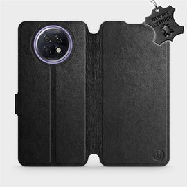 Etui ze skóry naturalnej do Xiaomi Redmi Note 9T - wzór Black Leather