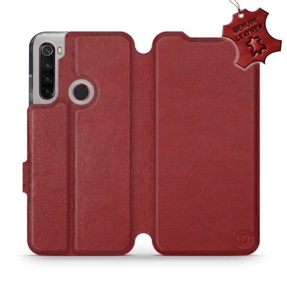 Etui ze skóry naturalnej do Xiaomi Redmi Note 8 - wzór Dark Red Leather
