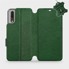 Etui ze skóry naturalnej do Huawei P20 - wzór Green Leather