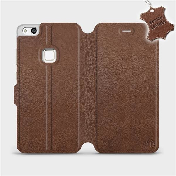 Etui ze skóry naturalnej do Huawei P10 Lite - wzór Brown Leather