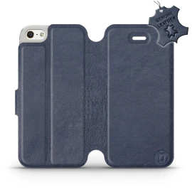 Etui ze skóry naturalnej do Apple iPhone 5s - wzór Blue Leather