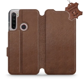 Etui ze skóry naturalnej do Xiaomi Redmi Note 8 2021 - wzór Brown Leather