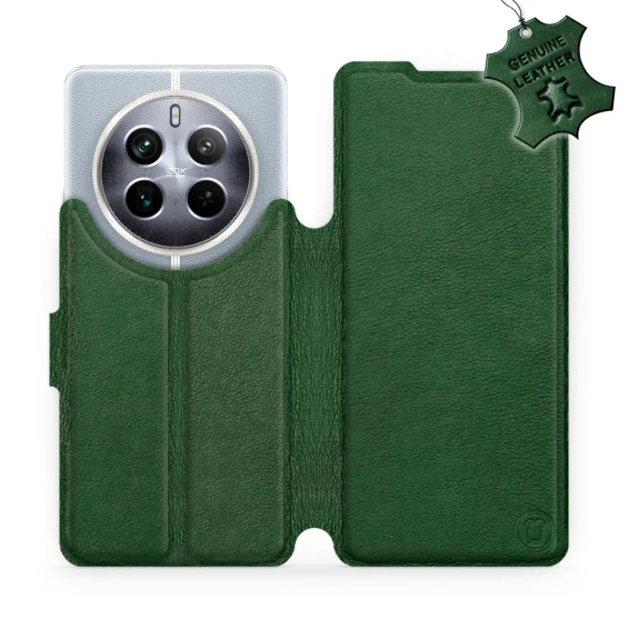 Etui ze skóry naturalnej do Realme 12 Pro Plus 5G - wzór Green Leather