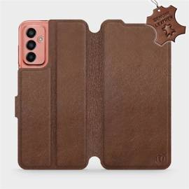 Etui ze skóry naturalnej do Samsung Galaxy M13 - wzór Brown Leather