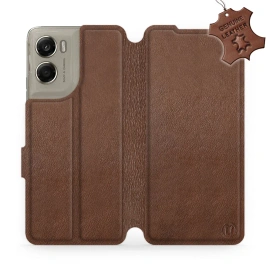 Etui ze skóry naturalnej do Motorola Moto G06 Power - wzór Brown Leather