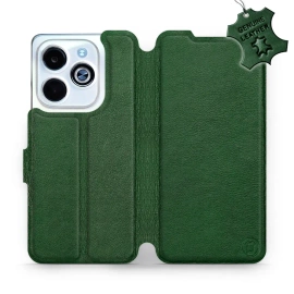 Etui ze skóry naturalnej do Infinix HOT 40i - wzór Green Leather
