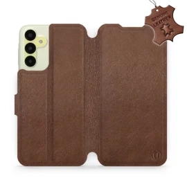 Etui ze skóry naturalnej do Samsung Galaxy M15 5G - wzór Brown Leather