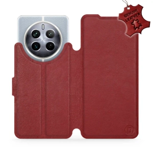 Etui ze skóry naturalnej do Realme 12 5G - wzór Dark Red Leather