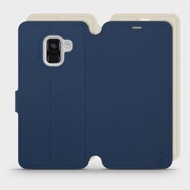 Etui Soft Touch do Samsung Galaxy A8 2018 - wzór Głęboki granat z platyną