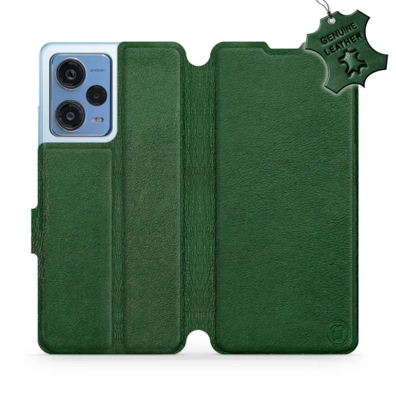 Etui ze skóry naturalnej do Xiaomi Redmi Note 12 Pro 5G - wzór Green Leather