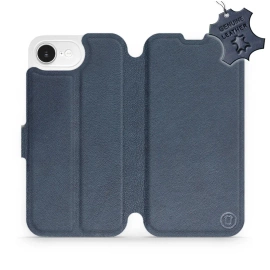 Etui ze skóry naturalnej do Apple iPhone 16e - wzór Blue Leather