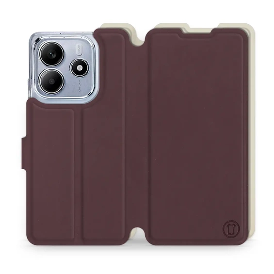Etui Soft Touch do Xiaomi Redmi Note 14 5G - wzór Matowy burgund z platyną