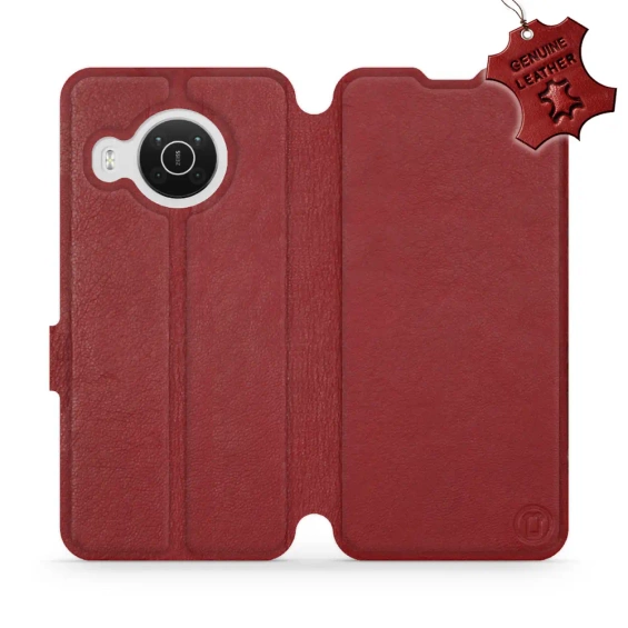 Etui ze skóry naturalnej do Nokia X20 - wzór Dark Red Leather