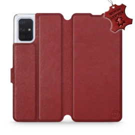 Etui ze skóry naturalnej do Samsung Galaxy A71 - wzór Dark Red Leather