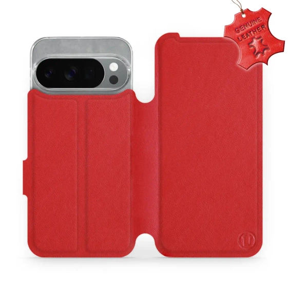 Etui ze skóry naturalnej do Google Pixel 10 Pro - wzór Red Leather