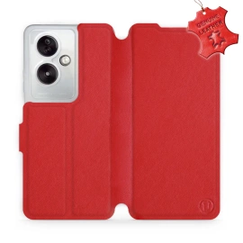 Etui ze skóry naturalnej do OPPO A79 5G - wzór Red Leather
