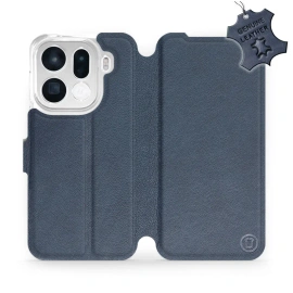 Etui ze skóry naturalnej do OPPO Find X9 pro - wzór Blue Leather