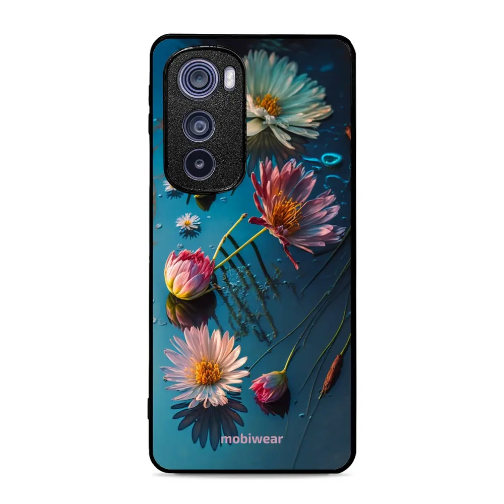 Mobiwear Glossy Case, Handyhülle, Geräteschutz, stilvolle Grafik, sicheres Gehäuse, Blau-Blumig