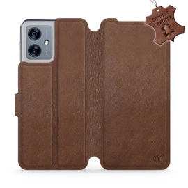 Etui ze skóry naturalnej do Motorola Moto G54 5G - wzór Brown Leather