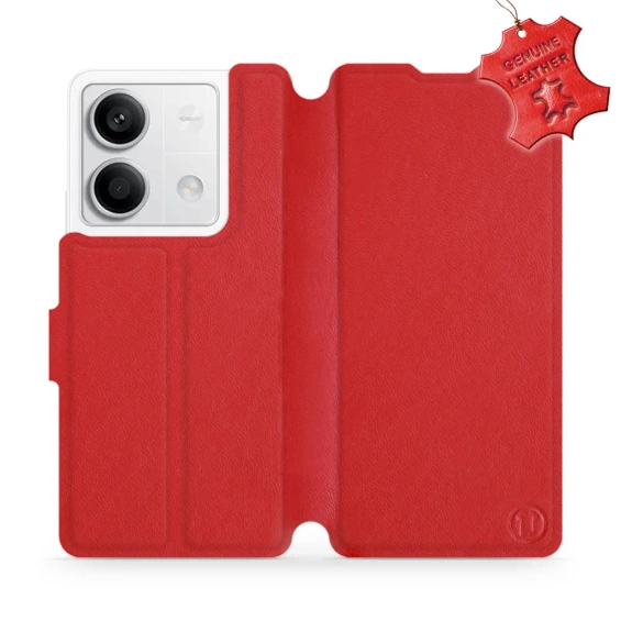 Etui ze skóry naturalnej do Xiaomi Redmi Note 13 5G - wzór Red Leather
