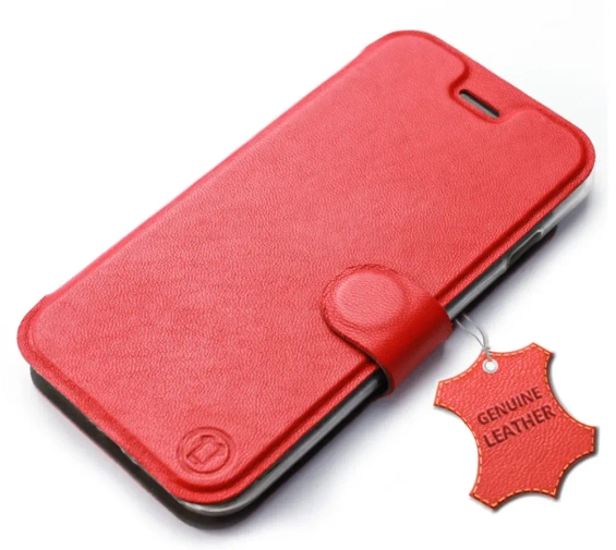 Etui ze skóry naturalnej do Xiaomi Mi 9 - wzór Red Leather