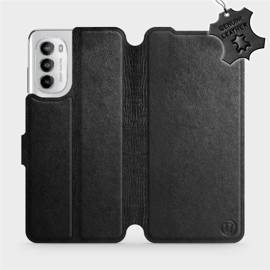 Etui ze skóry naturalnej do Motorola Moto G82 5G - wzór Black Leather