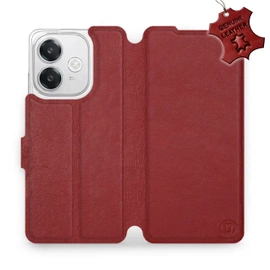 Etui ze skóry naturalnej do OPPO A60 5G - wzór Dark Red Leather