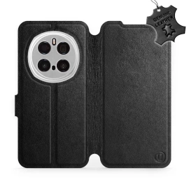Etui ze skóry naturalnej do Huawei Honor Magic7 Pro 5G - wzór Black Leather