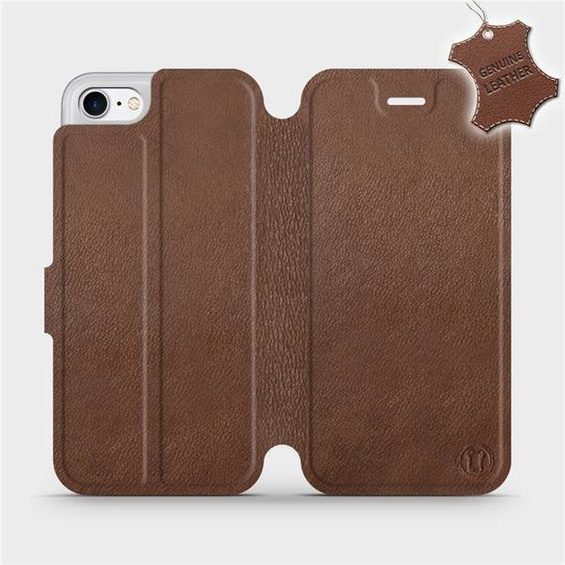 Etui ze skóry naturalnej do Apple iPhone 8 - wzór Brown Leather