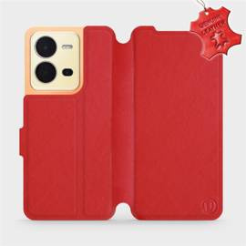 Etui ze skóry naturalnej do Vivo X80 Lite - wzór Red Leather