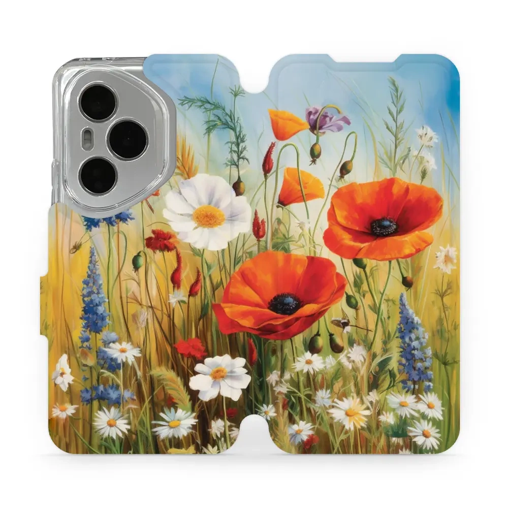 Mobiwear Book, Displayschutz, magnetischer Verschluss, Silikoneinlage, Schutz, Wiesenblumen