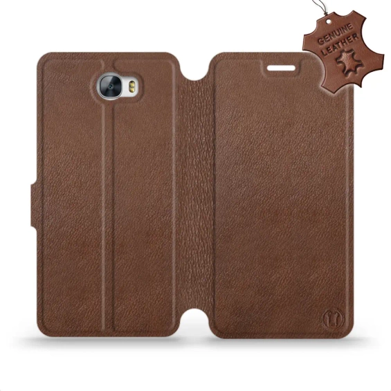 Etui ze skóry naturalnej do Huawei Y5 II - wzór Brown Leather