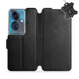 Etui ze skóry naturalnej do OPPO Reno 11F - wzór Black Leather