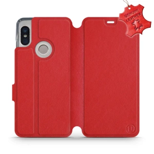 Etui ze skóry naturalnej do Xiaomi Redmi Note 5 - wzór Red Leather