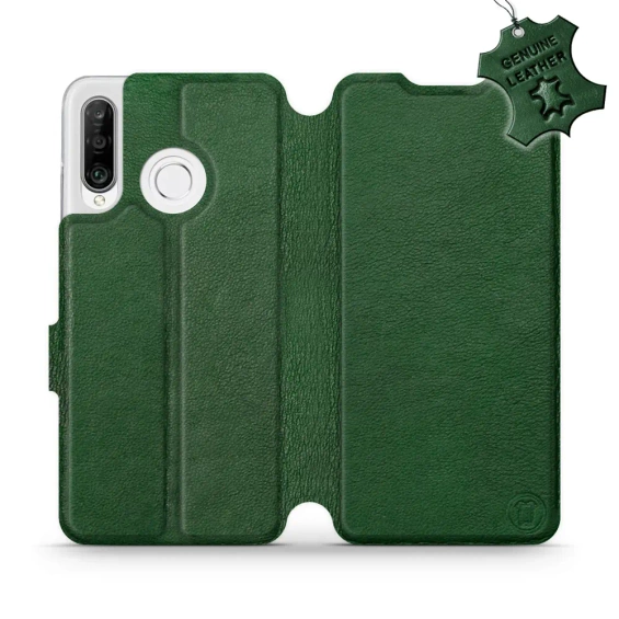 Etui ze skóry naturalnej do Huawei P30 Lite - wzór Green Leather