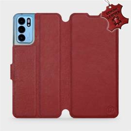 Etui ze skóry naturalnej do OPPO Reno 6 5G - wzór Dark Red Leather