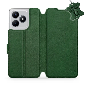 Etui ze skóry naturalnej do Realme C53 - wzór Green Leather