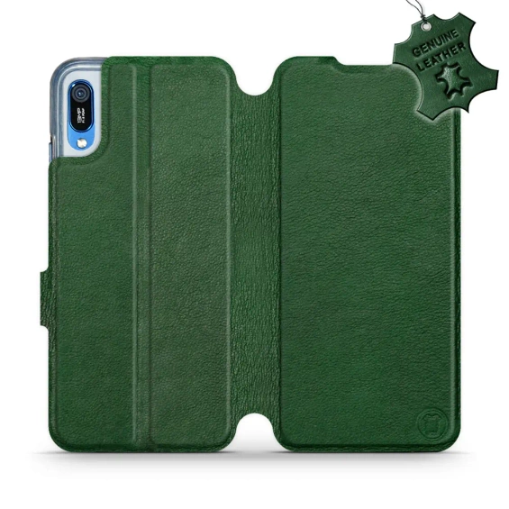 Etui ze skóry naturalnej do Huawei Y6 2019 - wzór Green Leather