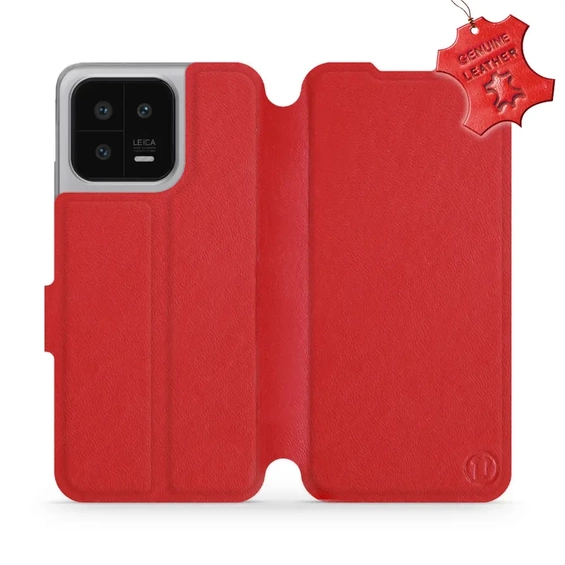 Etui ze skóry naturalnej do Xiaomi 13 - wzór Red Leather