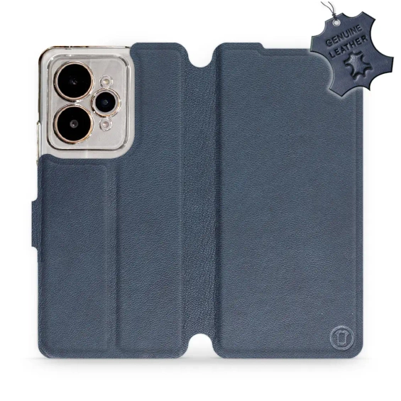 Etui ze skóry naturalnej do Realme 15 5G - wzór Blue Leather
