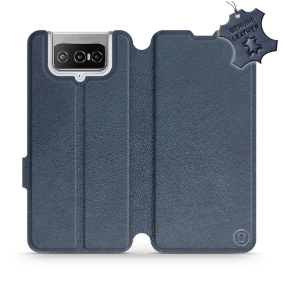 Etui ze skóry naturalnej do Asus Zenfone 7 - wzór Blue Leather