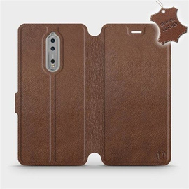 Etui ze skóry naturalnej do Nokia 8 - wzór Brown Leather