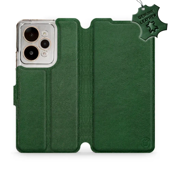 Etui ze skóry naturalnej do Realme 15 Pro 5G - wzór Green Leather
