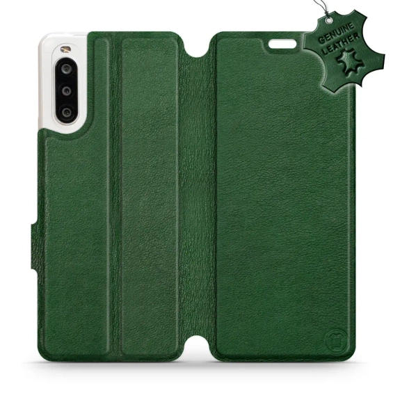 Etui ze skóry naturalnej do Sony Xperia 10 II - wzór Green Leather