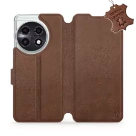 Etui ze skóry naturalnej do OnePlus 11 5G - wzór Brown Leather