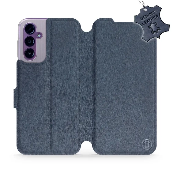 Etui ze skóry naturalnej do Samsung Galaxy A14 5G - wzór Blue Leather