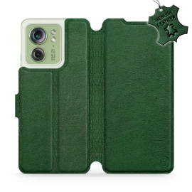 Etui ze skóry naturalnej do Motorola Edge 40 - wzór Green Leather